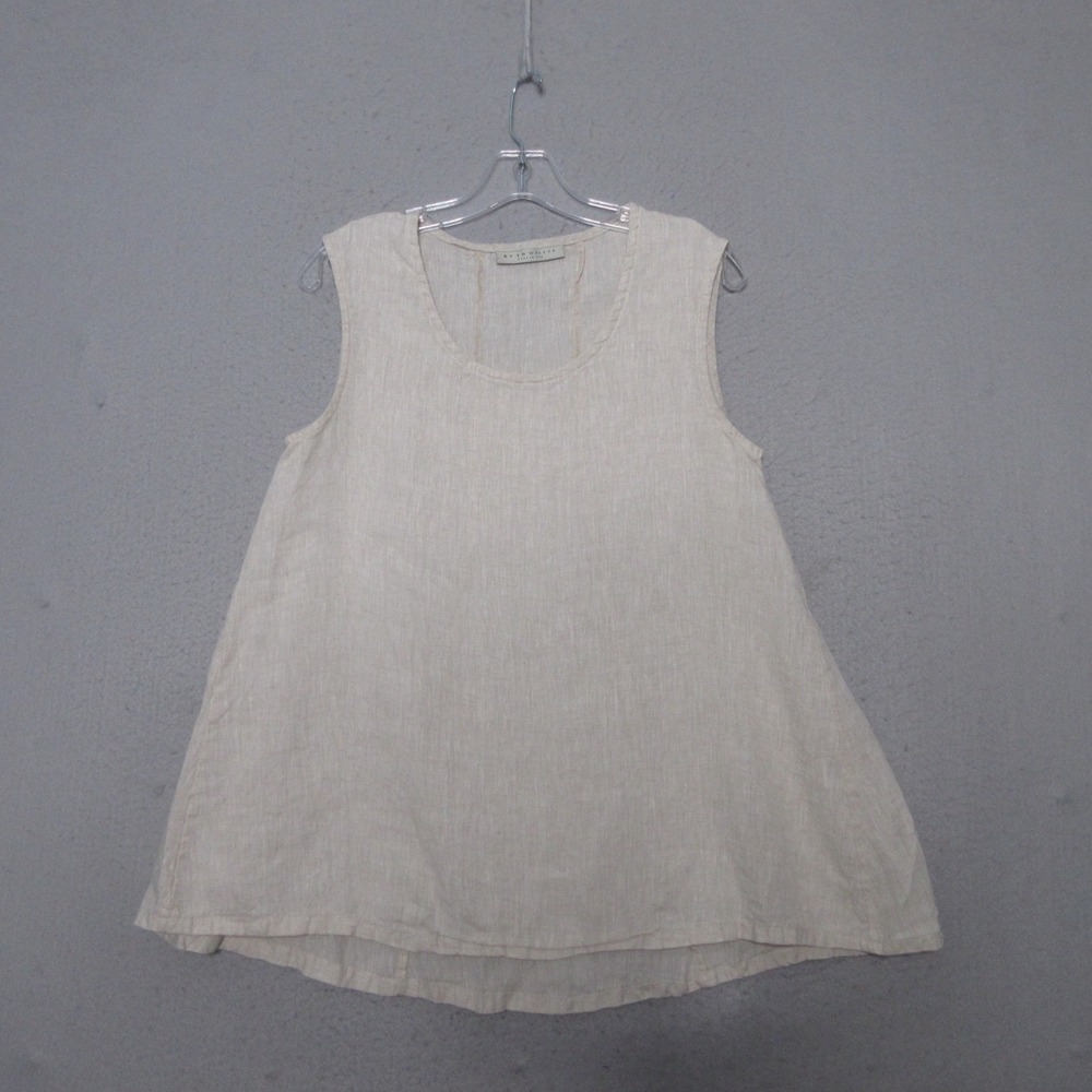 Bryn Walker Tank Top Women XS Beige Linen Coastal Breezy Beachy‎ Lagenlook Flowy